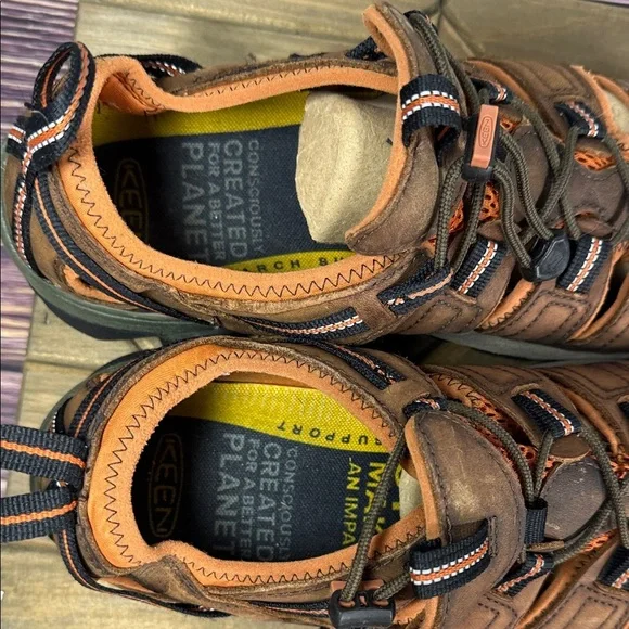 Keen Men's Arroyo II Waterproof Trekking Brown and Orange Shoes - Picture 6 of 13